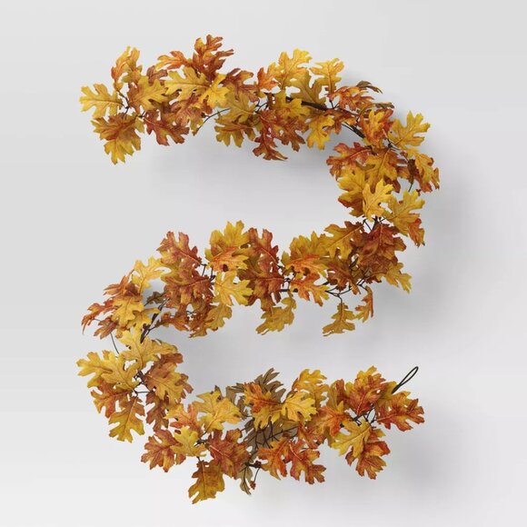 THRESHOLD Fall Oak Leaf Swag Garland 6 Foot - Picture 1 of 7
